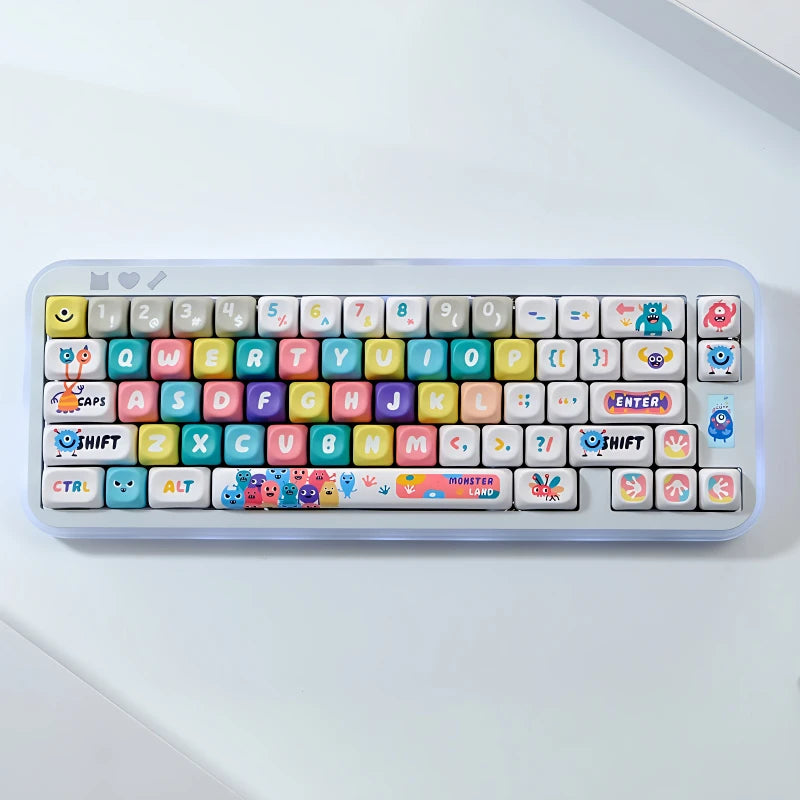 Little Monster Key Cap 129 Keys/set PBT MOA Profile Double Shot Keycap Thermal Sublimation Mechanical Keyboard for Customization